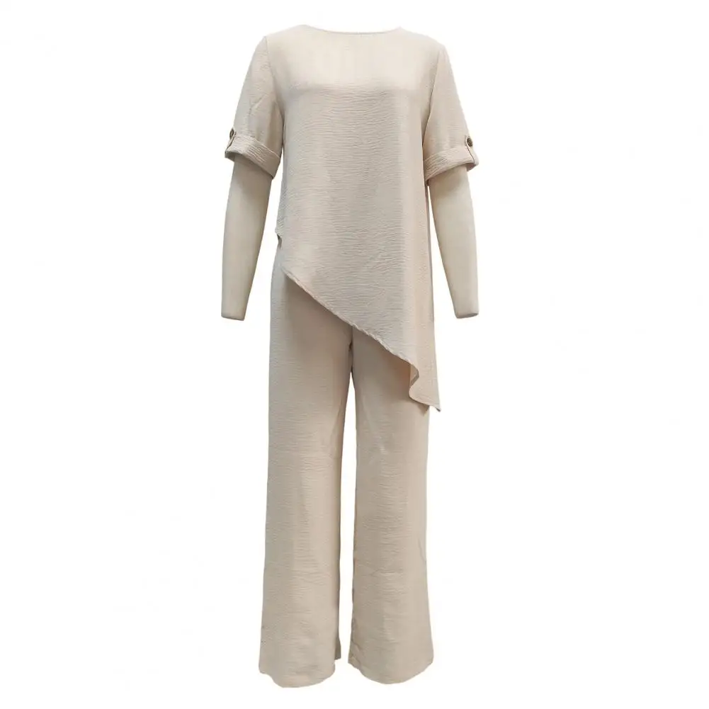 Solid Color Women Suit Women's Summer Casual 2 Piece Set Short Sleeve Crew Neck Top Asymmetry Hem Long Pants Lounge for Relaxed
Solid Color Women Suit Women's Summer Casual 2 Piece Set Short Sleeve Crew Neck Top Asymmetry Hem Long Pants Lounge for Relaxed