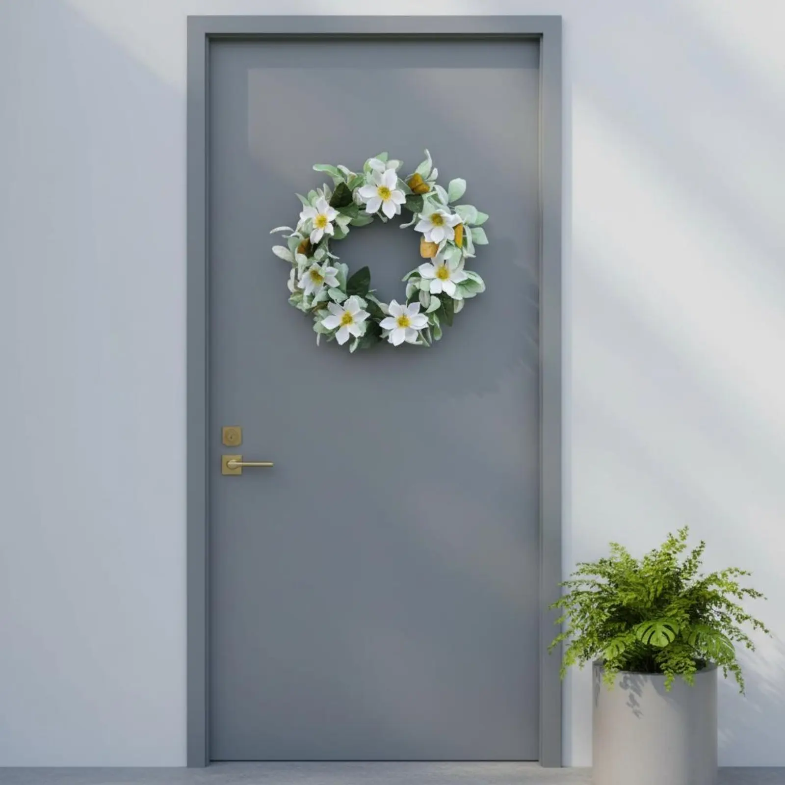 Artificial Flower Wreath Elegant Design Seasonal Floral Wreath White Flower Door Hanger Ready to Hang Wall Hanging for Entryway
Artificial Flower Wreath Elegant Design Seasonal Floral Wreath White Flower Door Hanger Ready to Hang Wall Hanging for Entryway