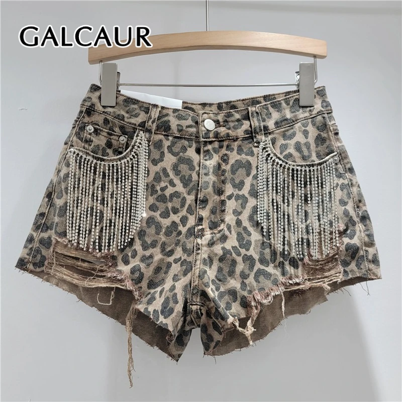 GALCAUR Solid Leopard Spliced Tassals Fashion Shorts for Women High Waist Patchwork Pocket Temperament Jean Female Clothing New
GALCAUR Solid Leopard Spliced Tassals Fashion Shorts for Women High Waist Patchwork Pocket Temperament Jean Female Clothing New