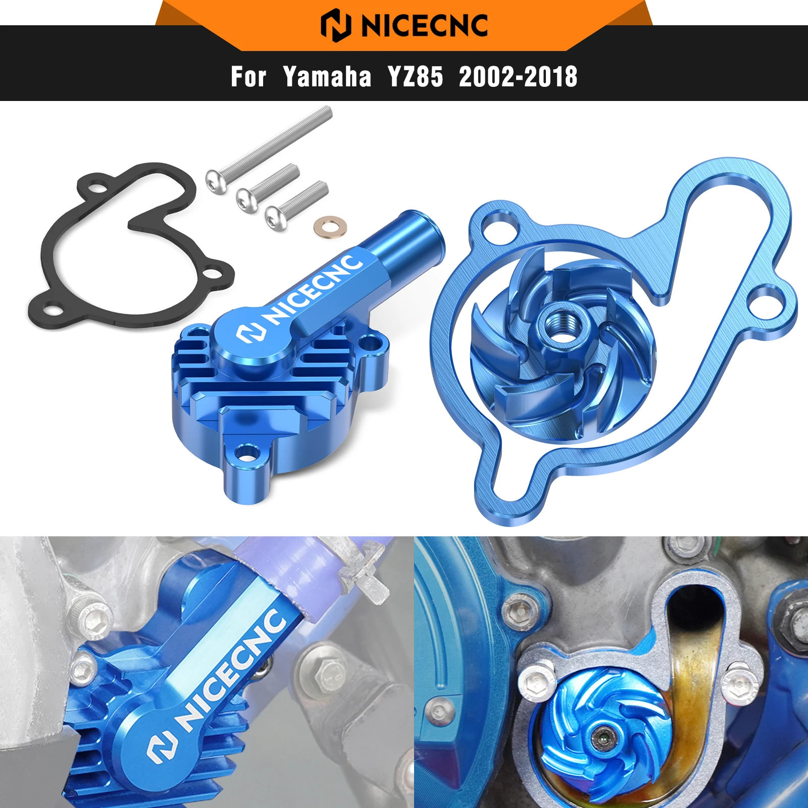 NICECNC For Yamaha YZ85 YZ 85 2002-2018 2017 2016 Motorcycle Oversized Water Pump Cover & Water Pump Cooler Impeller Spacer Kit
NICECNC For Yamaha YZ85 YZ 85 2002-2018 2017 2016 Motorcycle Oversized Water Pump Cover & Water Pump Cooler Impeller Spacer Kit