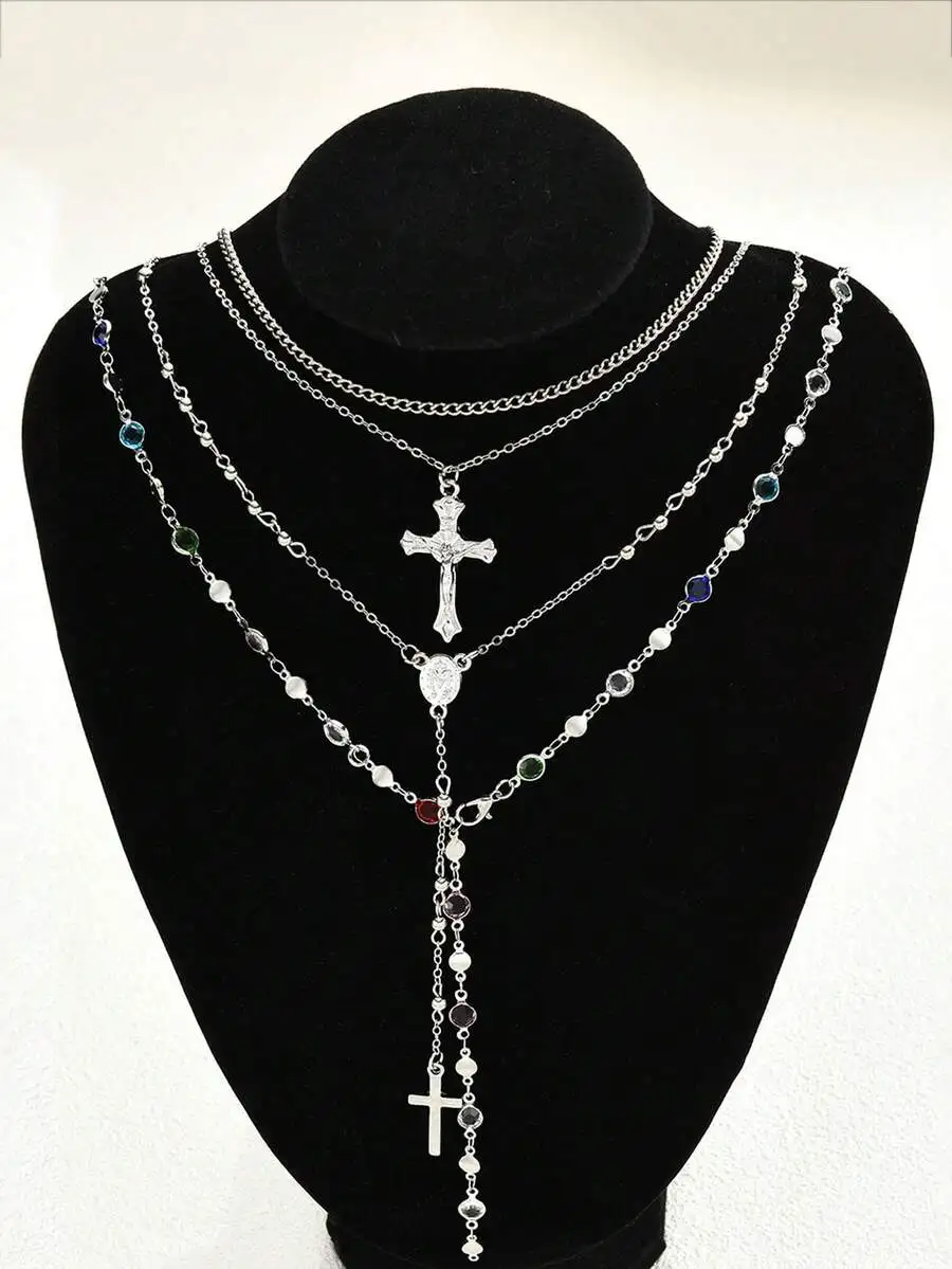 4pcs Layered Cross Pendant Necklace Set For Women Vintage Choker Chain Jewelry Party Holiday Wear
4pcs Layered Cross Pendant Necklace Set For Women Vintage Choker Chain Jewelry Party Holiday Wear