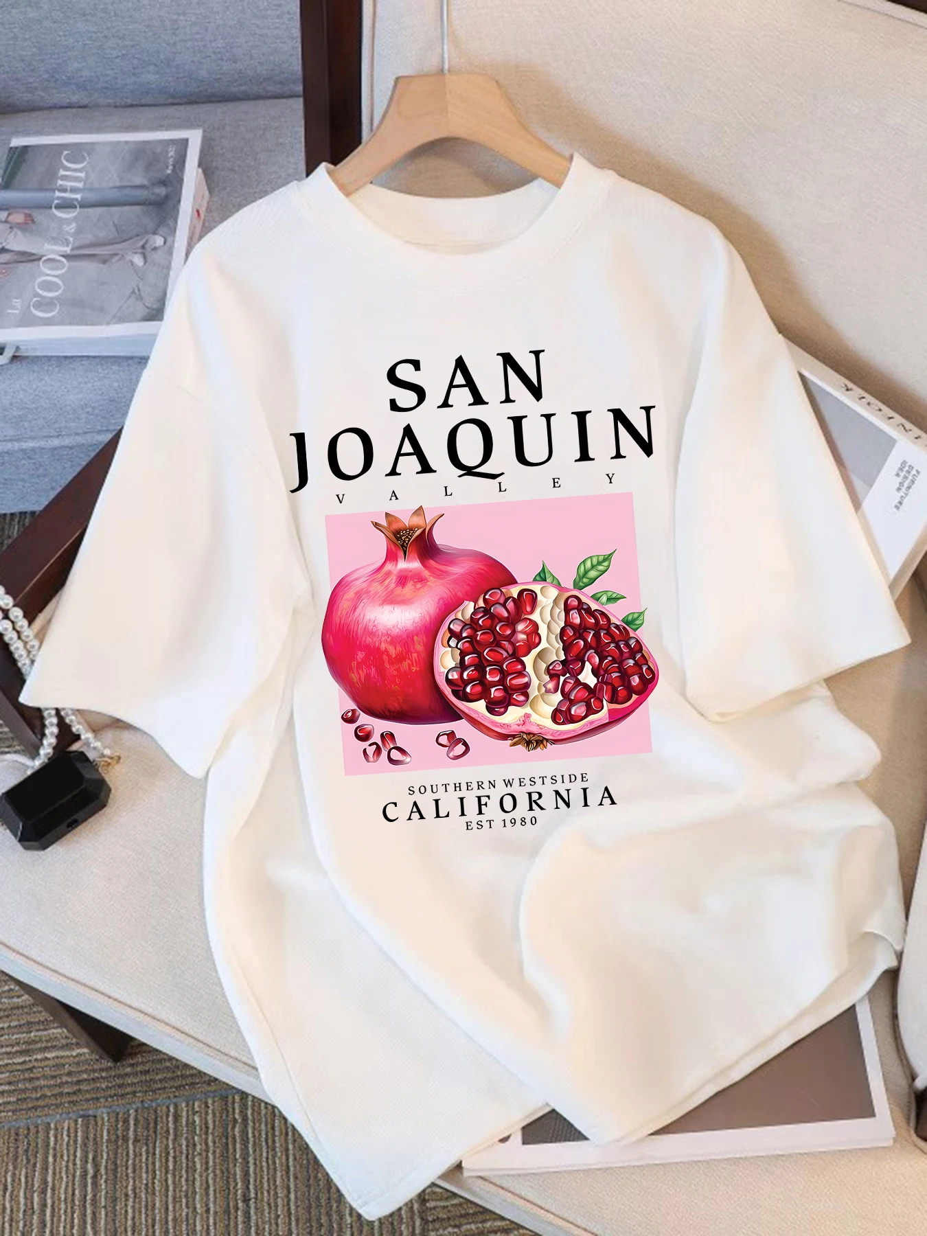 Southern Westside California Pomegranate Woman T-Shirt Summer Casual Tee Multicolor Cotton O-Neck Top Loose Soft Unisex Clothes
Southern Westside California Pomegranate Woman T-Shirt Summer Casual Tee Multicolor Cotton O-Neck Top Loose Soft Unisex Clothes