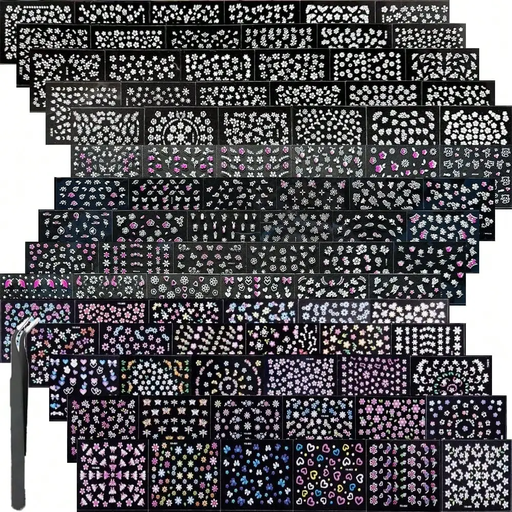 4000pcs Colorful Nail Art Stickers, 90pcs White & Pink Flower Pattern, 3D Self-Adhesive Nail Stickers, 1pc Tweezer Included Nails Nail Supplies
4000pcs Colorful Nail Art Stickers, 90pcs White & Pink Flower Pattern, 3D Self-Adhesive Nail Stickers, 1pc Tweezer Included Nails Nail Supplies