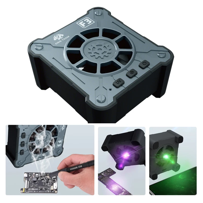 OSS F3 Rechargeable UV lamp 3 in 1 multifunctional Cooling fan Green dust display light for phone laptop repair UV curing fan
OSS F3 Rechargeable UV lamp 3 in 1 multifunctional Cooling fan Green dust display light for phone laptop repair UV curing fan