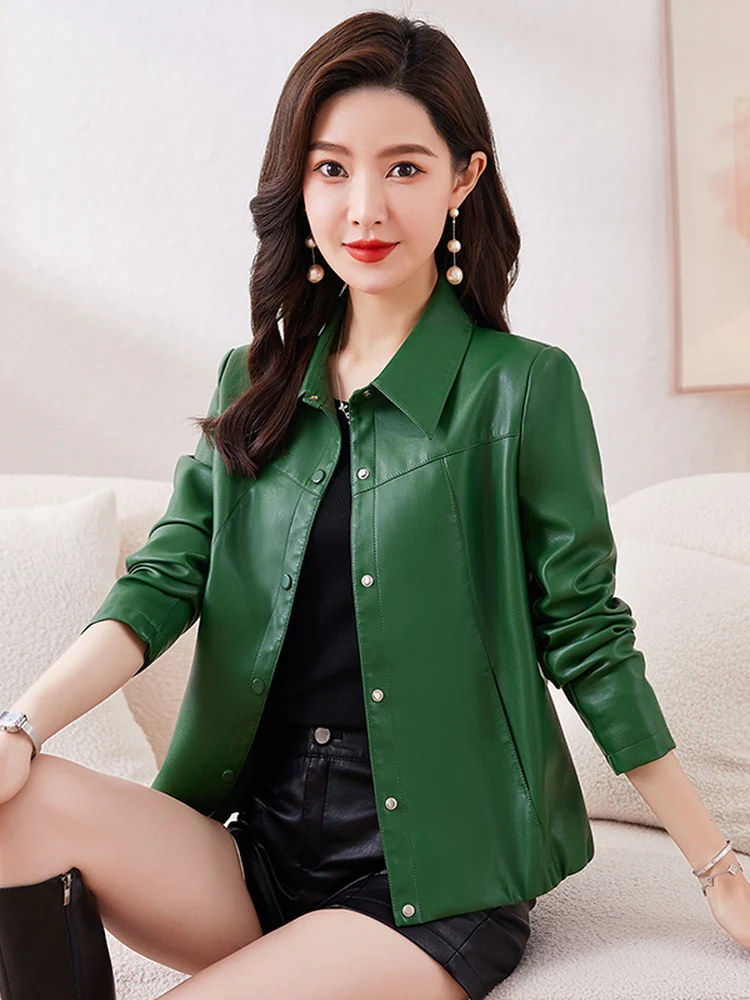 Slim Fit Short Sheepskin Leather Jacket Women's Black Coat Korean Style Spring Autumn New Arrival Fashionable Outerwear
Slim Fit Short Sheepskin Leather Jacket Women's Black Coat Korean Style Spring Autumn New Arrival Fashionable Outerwear