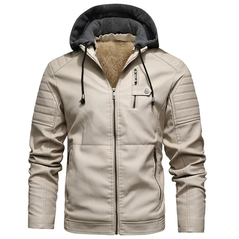 Men's PU Leather Fleece Liner Jackets Coats with Hood Autumn Winter Casual Motorcycle Jacket For Men Windbreaker Biker Jackets
Men's PU Leather Fleece Liner Jackets Coats with Hood Autumn Winter Casual Motorcycle Jacket For Men Windbreaker Biker Jackets