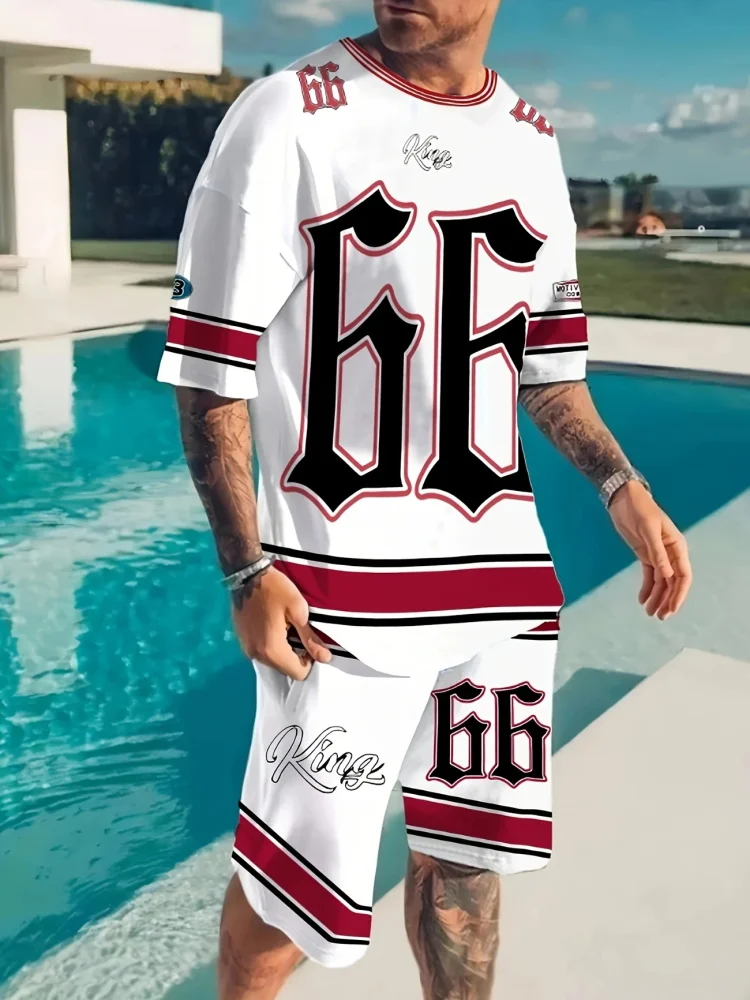 Summer Casual Crew Neck Men's Letter 66 Print Short Sleeve Top And Shorts Two-piece Suit For Outdoor Activities Vacation Men set
Summer Casual Crew Neck Men's Letter 66 Print Short Sleeve Top And Shorts Two-piece Suit For Outdoor Activities Vacation Men set