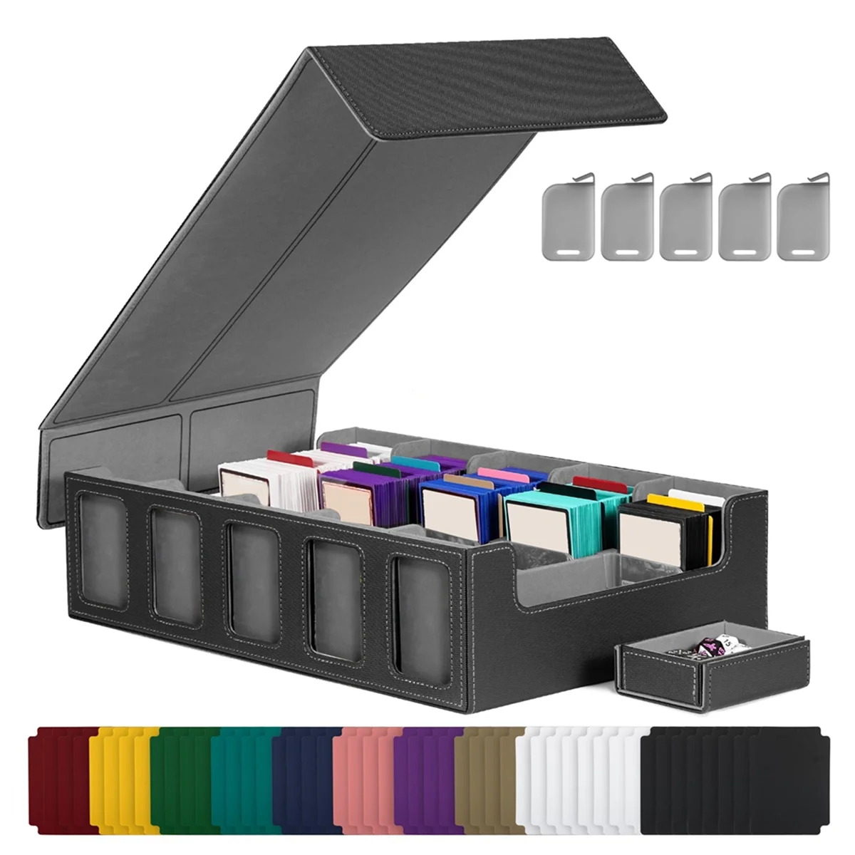 ABAB Trading Card Storage Box with Window, 5-Row Deck Case with Removable Lid,Card Deck Box for Game Sports Card Black+Gray
ABAB Trading Card Storage Box with Window, 5-Row Deck Case with Removable Lid,Card Deck Box for Game Sports Card Black+Gray