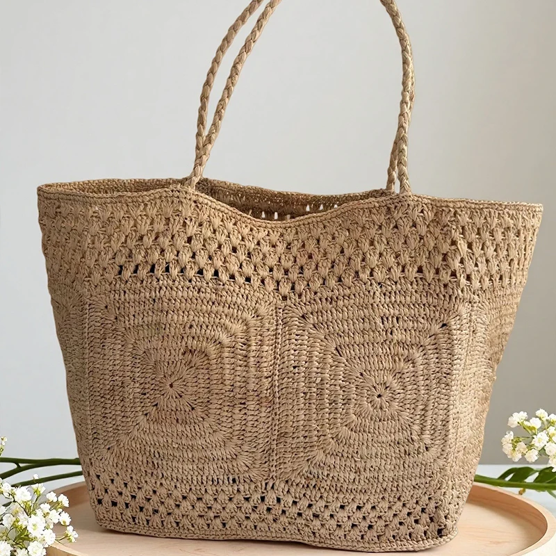 Fashion Raffia Straw Woven Handbag Solid Color Handwoven Crochet Shoulder Bag Large Capacity Summer Beach Travel Tote Bag
Fashion Raffia Straw Woven Handbag Solid Color Handwoven Crochet Shoulder Bag Large Capacity Summer Beach Travel Tote Bag
