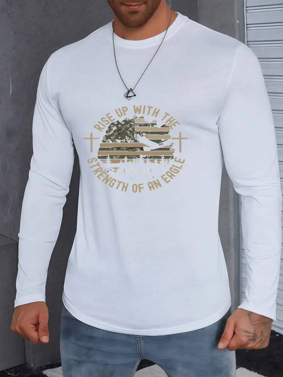 Mens Long Sleeve Casual Tee With Eagle American Flag Graphic Vintage Style 100% Cotton
Mens Long Sleeve Casual Tee With Eagle American Flag Graphic Vintage Style 100% Cotton