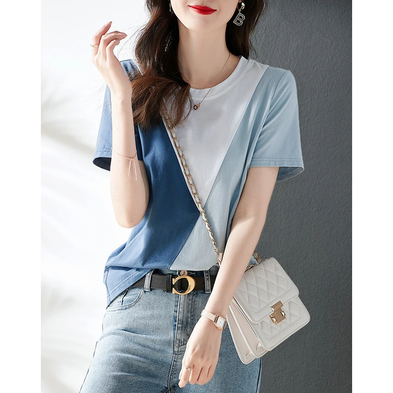 Fashion O-Neck Spliced Short Sleeve Color Blouse Women's Clothing 2024 Summer New Casual Pullovers Loose Office Lady Shirt
Fashion O-Neck Spliced Short Sleeve Color Blouse Women's Clothing 2024 Summer New Casual Pullovers Loose Office Lady Shirt