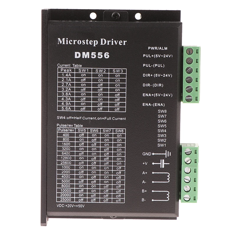 DM542/556/860 DSP цифровой драйвер шагового двигателя 2-фазный 20-50 В постоянного тока 1-5,6 А для 42 57 86 шаговый двигатель Nema17/23 шаговый двигатель
DM542/556/860 DSP цифровой драйвер шагового двигателя 2-фазный 20-50 В постоянного тока 1-5,6 А для 42 57 86 шаговый двигатель Nema17/23 шаговый двигатель