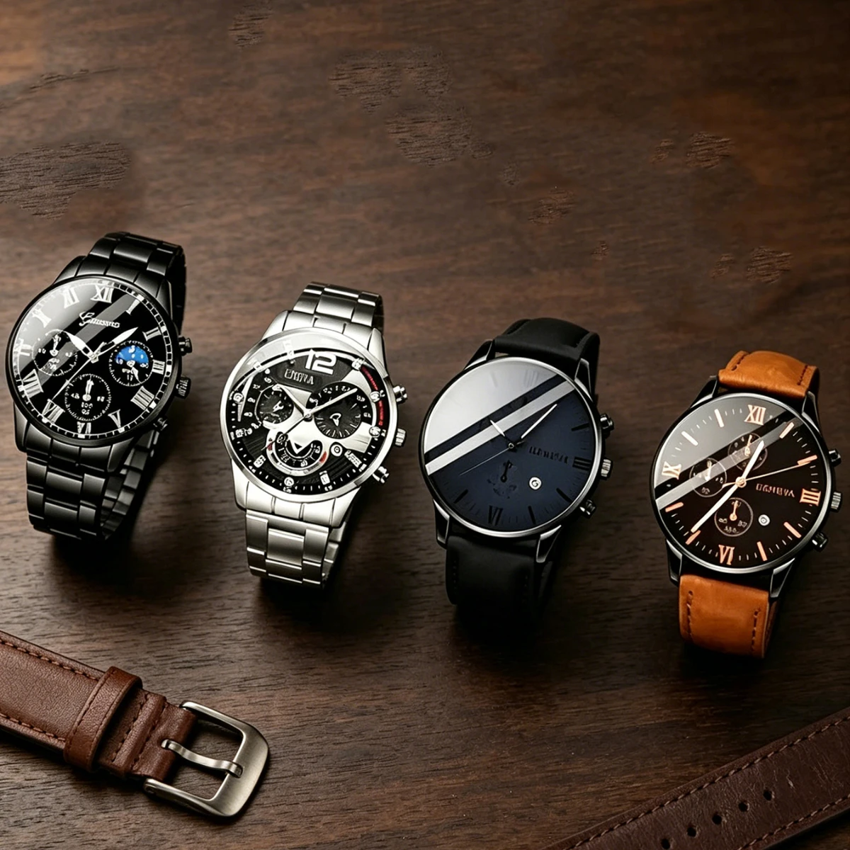 Vintage Leather Business Men's Fashion Watch 4-piece Set Round Calendar Alloy Quartz Watch Ideal Gift for Festivals
Vintage Leather Business Men's Fashion Watch 4-piece Set Round Calendar Alloy Quartz Watch Ideal Gift for Festivals