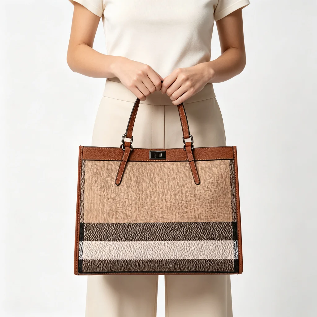 Vintage Plaid Canvas Cow Leather Splice Tote Bag Ladies Lock Closure Handbag Large Capacity Shoulder Bag For Daily Work Travel
Vintage Plaid Canvas Cow Leather Splice Tote Bag Ladies Lock Closure Handbag Large Capacity Shoulder Bag For Daily Work Travel