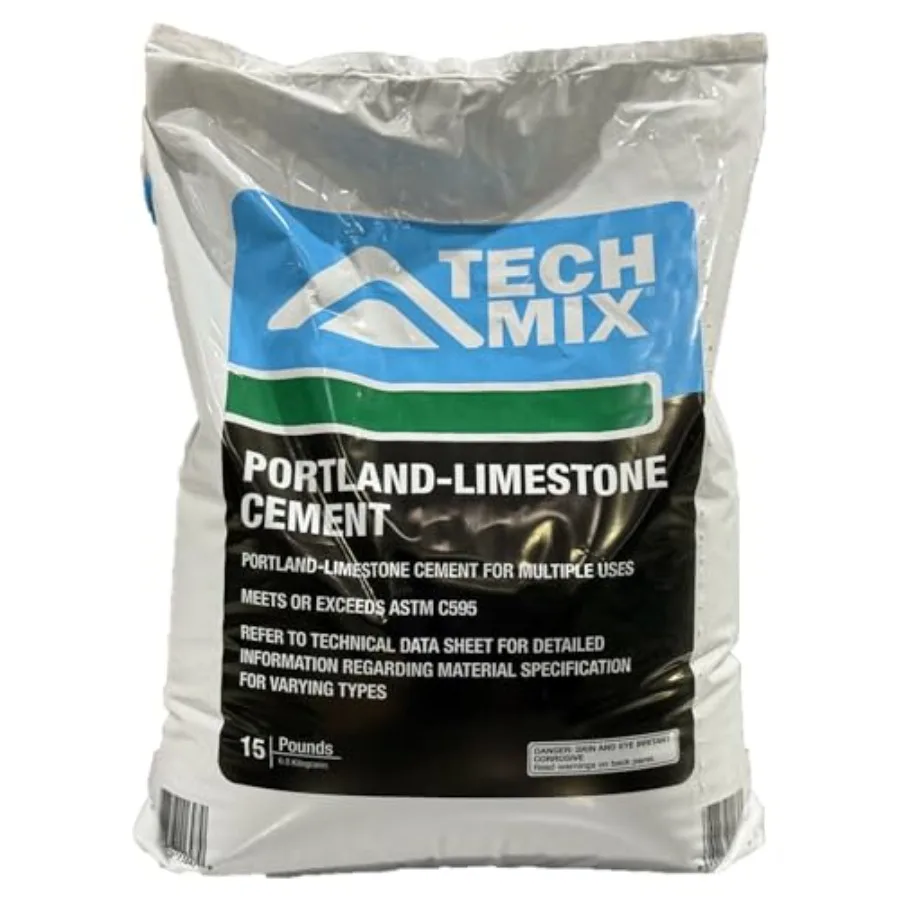 Tech Mix Portland-Limestone Cement - Gray Cement for Crafts Projects Repairs 15 Pound Bag
Tech Mix Portland-Limestone Cement - Gray Cement for Crafts Projects Repairs 15 Pound Bag