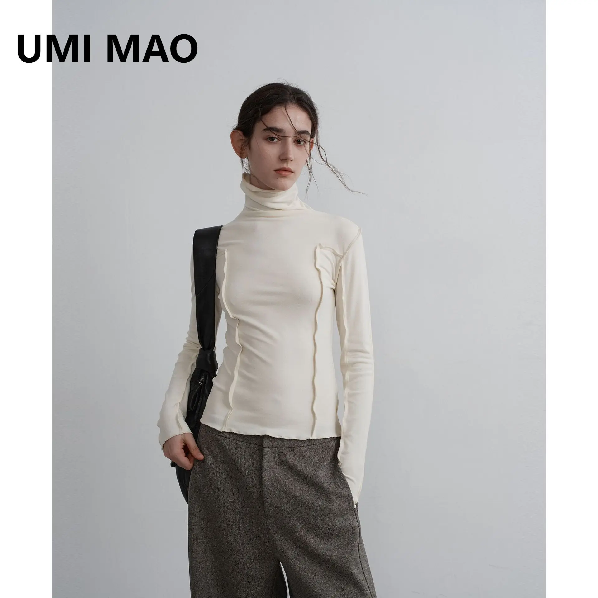 UMI MAO Design Sense Stacked Neck Knitted Long Sleeve Shirt Women Autumn Winter Slim Fit Interior Top Black Fungal Edge Bottom
UMI MAO Design Sense Stacked Neck Knitted Long Sleeve Shirt Women Autumn Winter Slim Fit Interior Top Black Fungal Edge Bottom