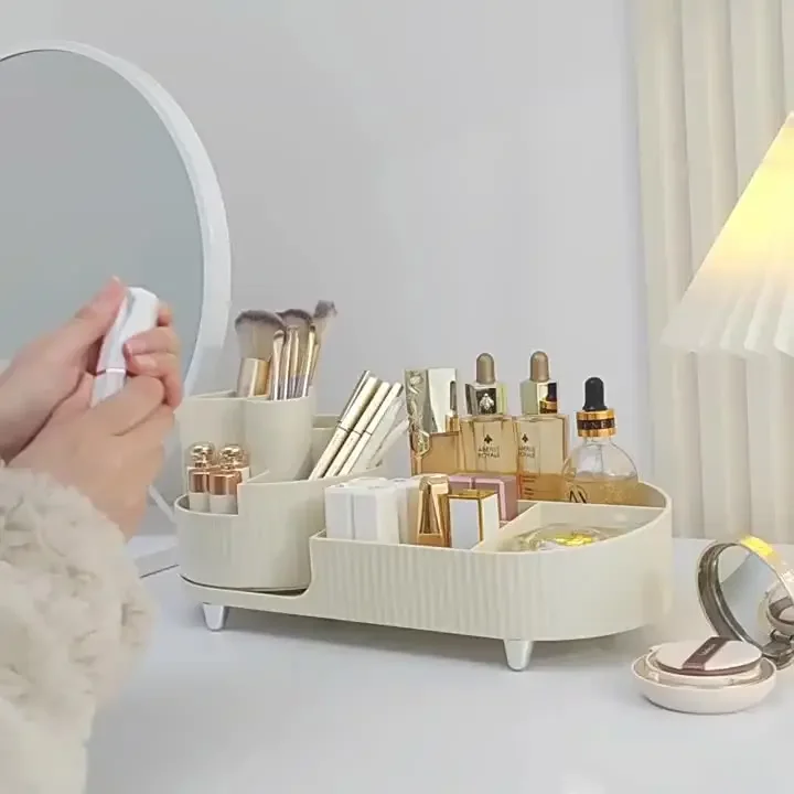 Large Capacity Cosmetic Storage Rack with Rotating Base and Divided Compartments For Makeup Brush Lipstick Skin Care Storage Box
Large Capacity Cosmetic Storage Rack with Rotating Base and Divided Compartments For Makeup Brush Lipstick Skin Care Storage Box