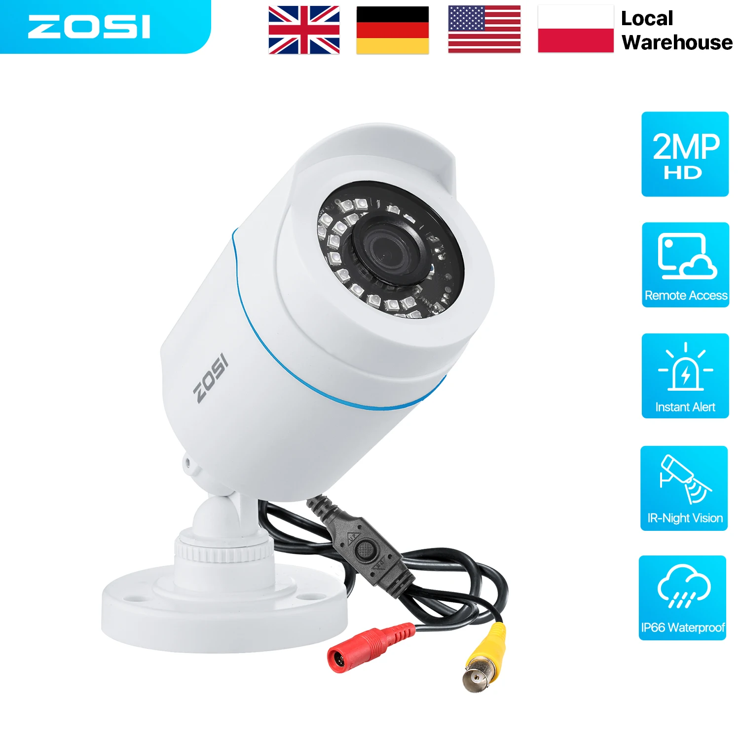 ZOSI 2MP CCTV Security Camera 1080P HD 4-in-1 AHD TVI CVI CVBS Weatherproof Home Video Surveillance Camera for DVR System
ZOSI 2MP CCTV Security Camera 1080P HD 4-in-1 AHD TVI CVI CVBS Weatherproof Home Video Surveillance Camera for DVR System