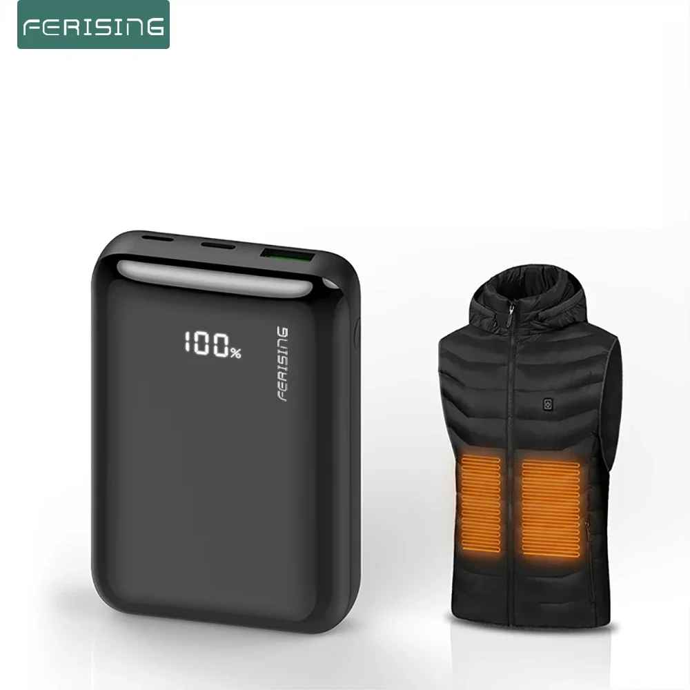 FERISING-Power Bank for Heated Vest, Battery Pack, 10000mAh, LED Display, Portable Charge for Heated Clothing, Coat, Pants Power
FERISING-Power Bank for Heated Vest, Battery Pack, 10000mAh, LED Display, Portable Charge for Heated Clothing, Coat, Pants Power