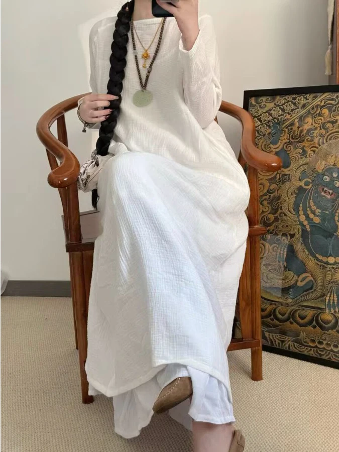 Faionable Pure Color Layered Cotton Blend Long Sve round Ne Dr And Strap Vest Two Piece Set for Women Ages 25-35
Faionable Pure Color Layered Cotton Blend Long Sve round Ne Dr And Strap Vest Two Piece Set for Women Ages 25-35