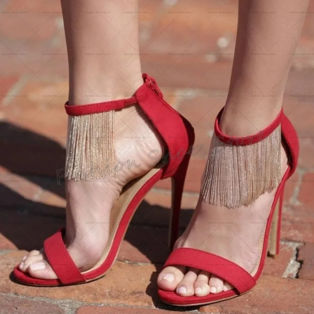 Red Tassel Decor Back Zipper Sandals Open Toe Thin High Heels High Heel Shoes for Women Sexy Heels 2025 New Zapatos Para Mujer
Red Tassel Decor Back Zipper Sandals Open Toe Thin High Heels High Heel Shoes for Women Sexy Heels 2025 New Zapatos Para Mujer