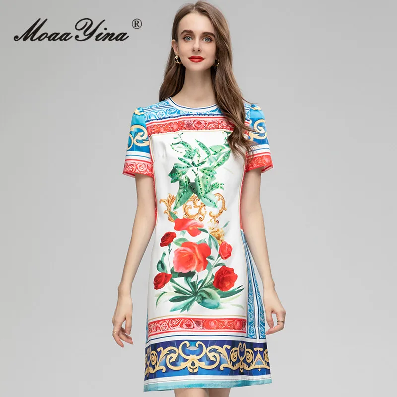 MoaaYina Summer Fashion Designer Vintage Floral Print Dress Women's O-neck Short Sleeve Diamond Beading Sequins Loose Mini Dress
MoaaYina Summer Fashion Designer Vintage Floral Print Dress Women's O-neck Short Sleeve Diamond Beading Sequins Loose Mini Dress