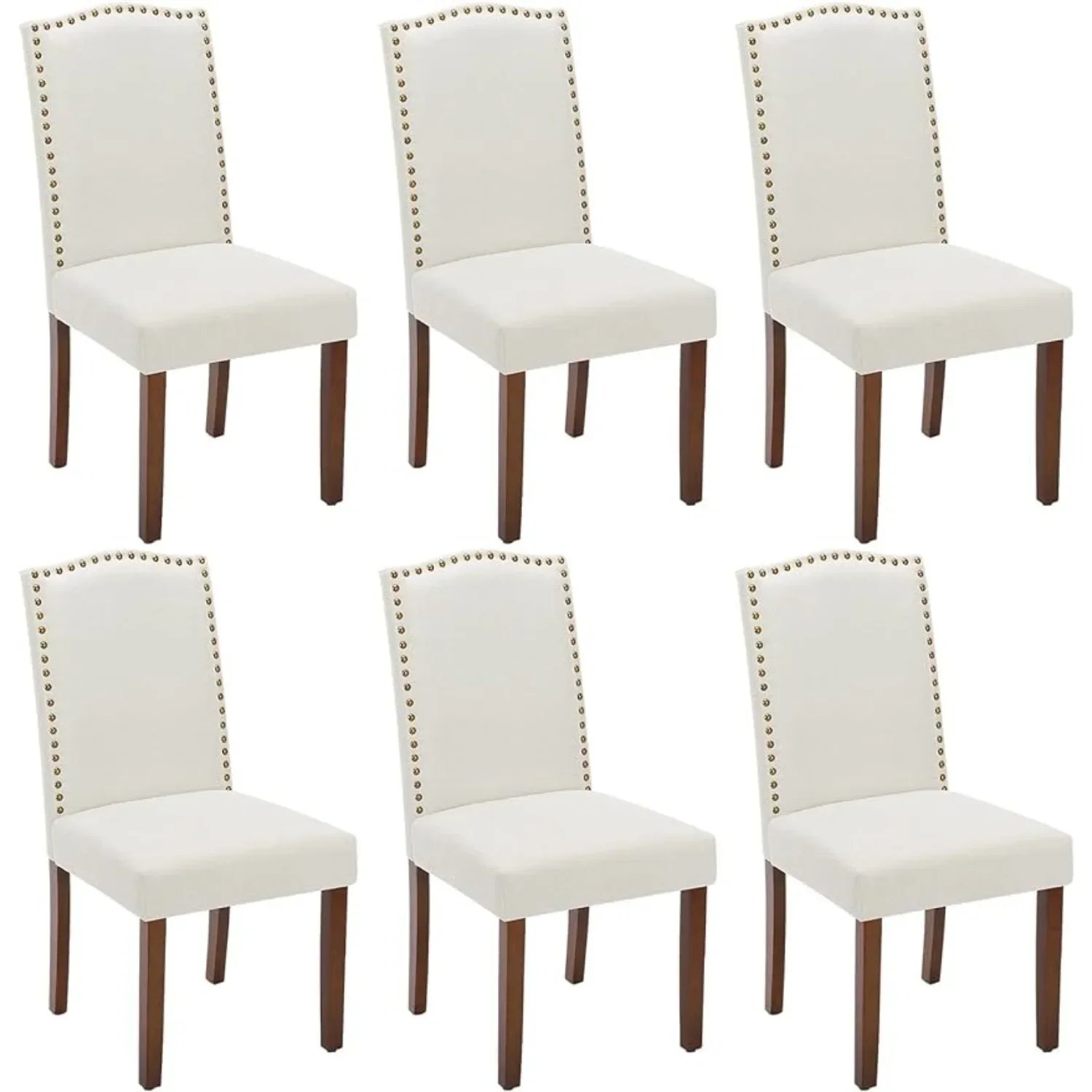 Dining Chairs Set of 6, Fabric Dining Room Chairs, Upholstered Parsons Chairs w/ Nailhead Trim and Wood Legs,Beige
Dining Chairs Set of 6, Fabric Dining Room Chairs, Upholstered Parsons Chairs w/ Nailhead Trim and Wood Legs,Beige