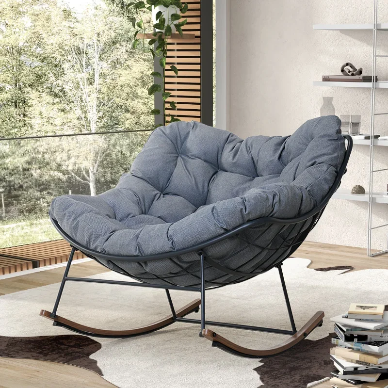 Outdoor Rocking Chair, E-Coated Papasan Rocking Chair with Cushion, Oversized Recliner Rocker for Patio Porch Garden
Outdoor Rocking Chair, E-Coated Papasan Rocking Chair with Cushion, Oversized Recliner Rocker for Patio Porch Garden