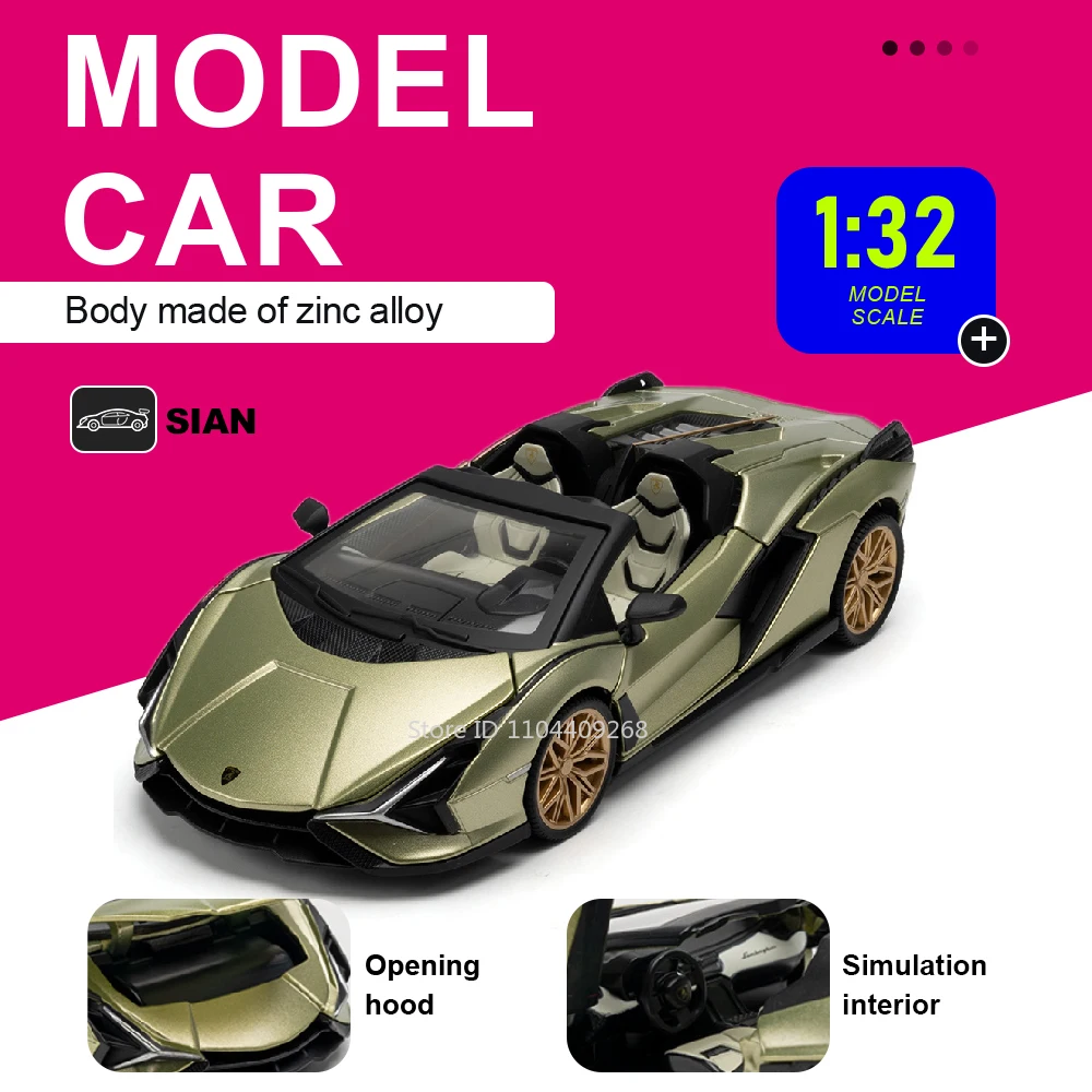 1:32 Sian Car Toy Model Doors Opened Metal Body Rubber Tires Models Alloy Roadster Acrylic Box Toys Collectible Item for Child
1:32 Sian Car Toy Model Doors Opened Metal Body Rubber Tires Models Alloy Roadster Acrylic Box Toys Collectible Item for Child