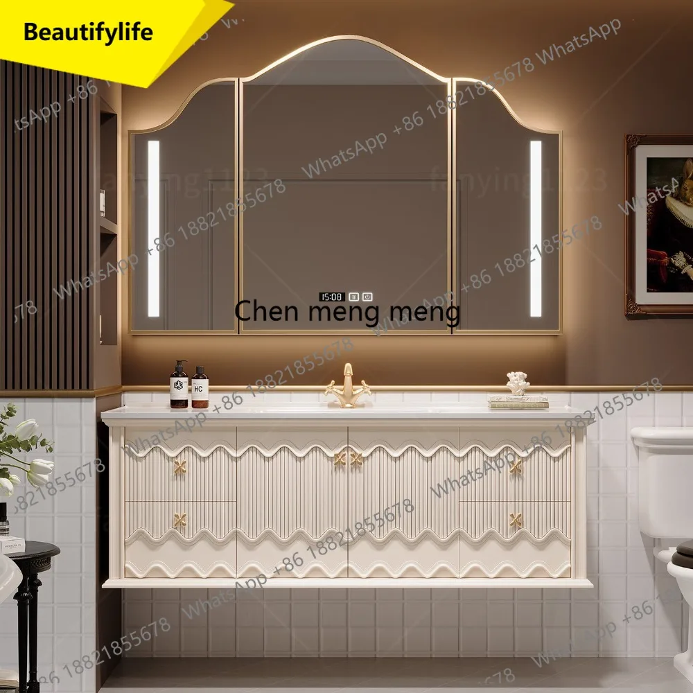 6239 French retro bathroom cabinet combination oak vanity wash basin American wall-mounted
6239 French retro bathroom cabinet combination oak vanity wash basin American wall-mounted