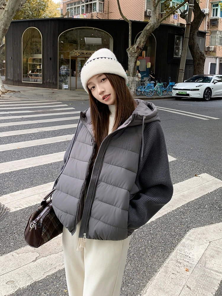 Легкое вязаное све в стиле пэчворк, пуховое хлопковое джинто, женское рта, двухсекционное хлопковое пальто с капюшоном, верхняя одежда, тепло 
Легкое вязаное све в стиле пэчворк, пуховое хлопковое джинто, женское рта, двухсекционное хлопковое пальто с капюшоном, верхняя одежда, тепло