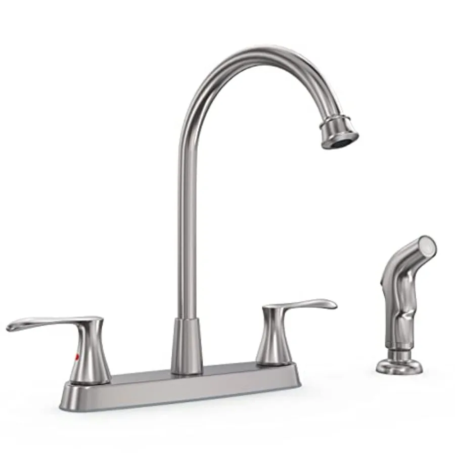 Brushed Nickel Kitchen Sink Faucet with Side Sprayer Two Handle High Arc 4 Holes 8 Inch Centerset Stainless Steel Kitchen Sink
Brushed Nickel Kitchen Sink Faucet with Side Sprayer Two Handle High Arc 4 Holes 8 Inch Centerset Stainless Steel Kitchen Sink