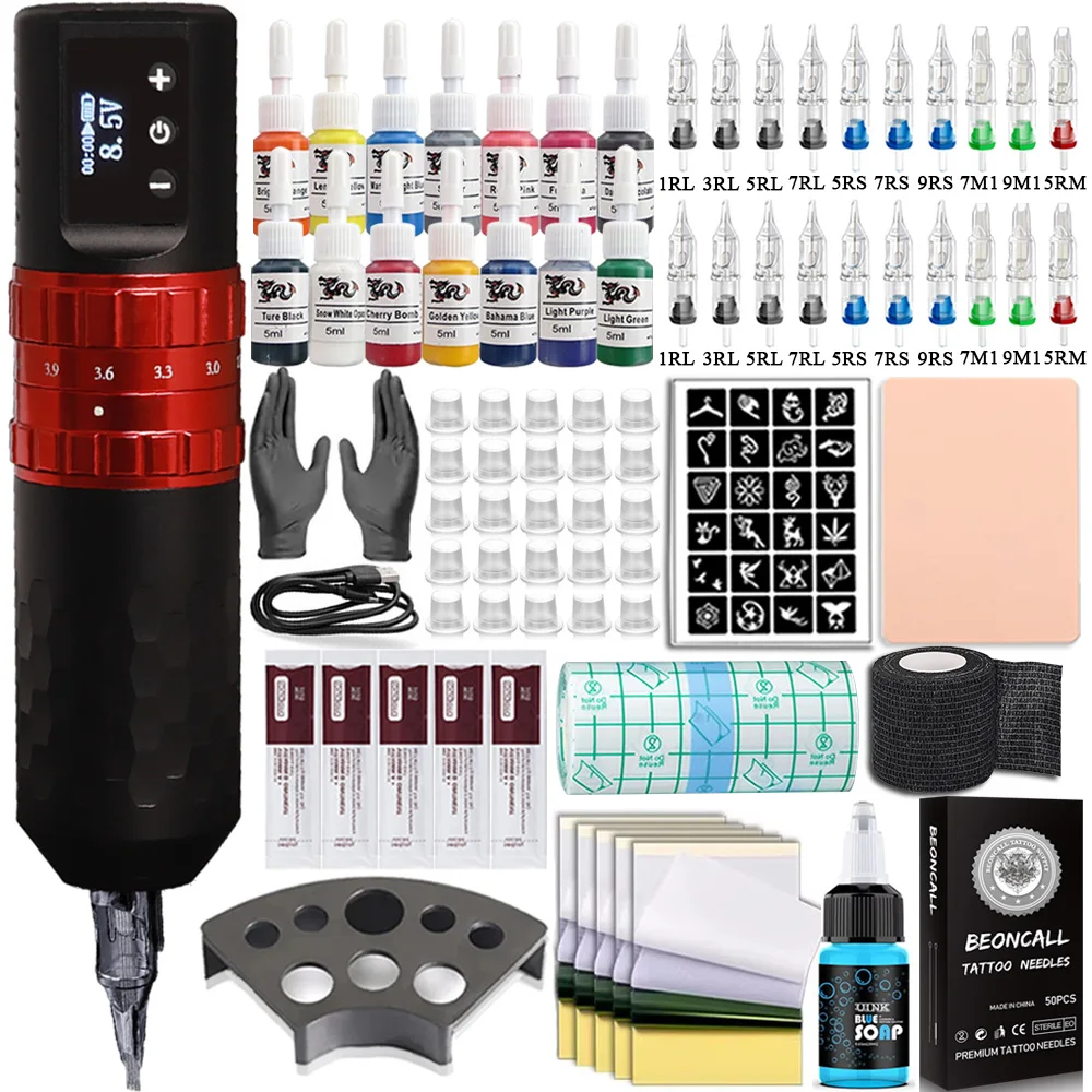 Wireless Tattoo Machine Kit 7 Stroke Adjustable Tattoo Gun Set Cartridge Needle for Makeup Body Art Beginner Wireless Tattoo Kit 
Wireless Tattoo Machine Kit 7 Stroke Adjustable Tattoo Gun Set Cartridge Needle for Makeup Body Art Beginner Wireless Tattoo Kit