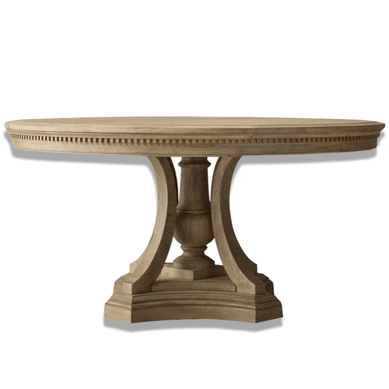 Round table dining table and chair combination village furniture solid wood round dining 6 people round dining
Round table dining table and chair combination village furniture solid wood round dining 6 people round dining