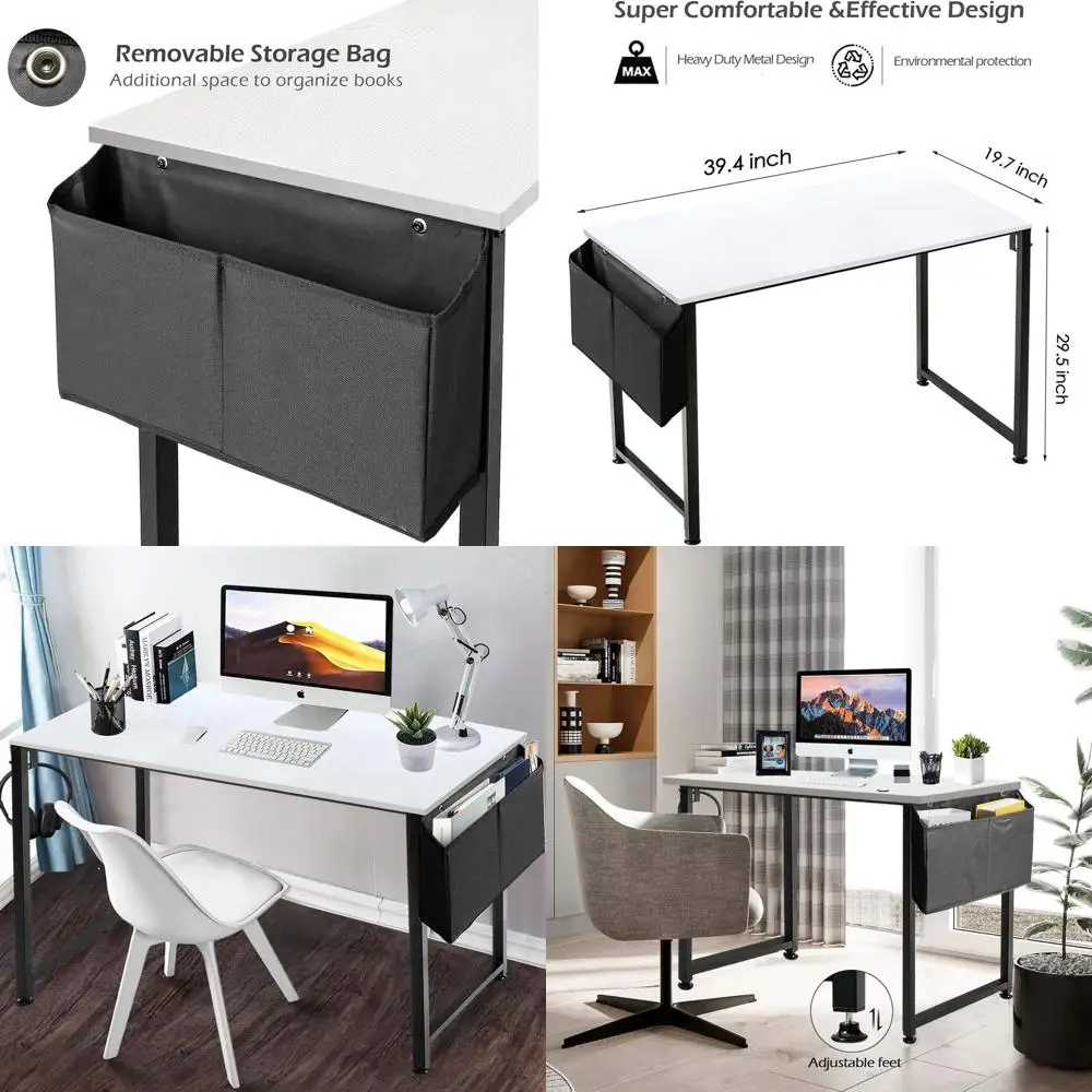 39 White Compact PC Desk with Storage and Bag Hook for Home Office Spaces
39 White Compact PC Desk with Storage and Bag Hook for Home Office Spaces