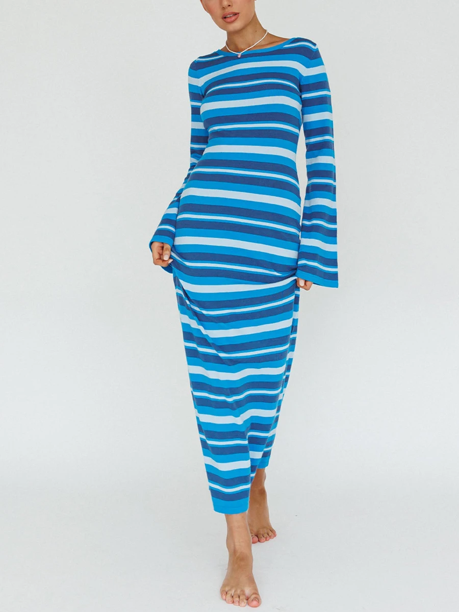 New Fashion Women Knit Dress Long Sleeve Crew Neck Backless Striped Dress Slim Fit Fall Long Dress Skin-Friendly Hot Sale S M L
New Fashion Women Knit Dress Long Sleeve Crew Neck Backless Striped Dress Slim Fit Fall Long Dress Skin-Friendly Hot Sale S M L