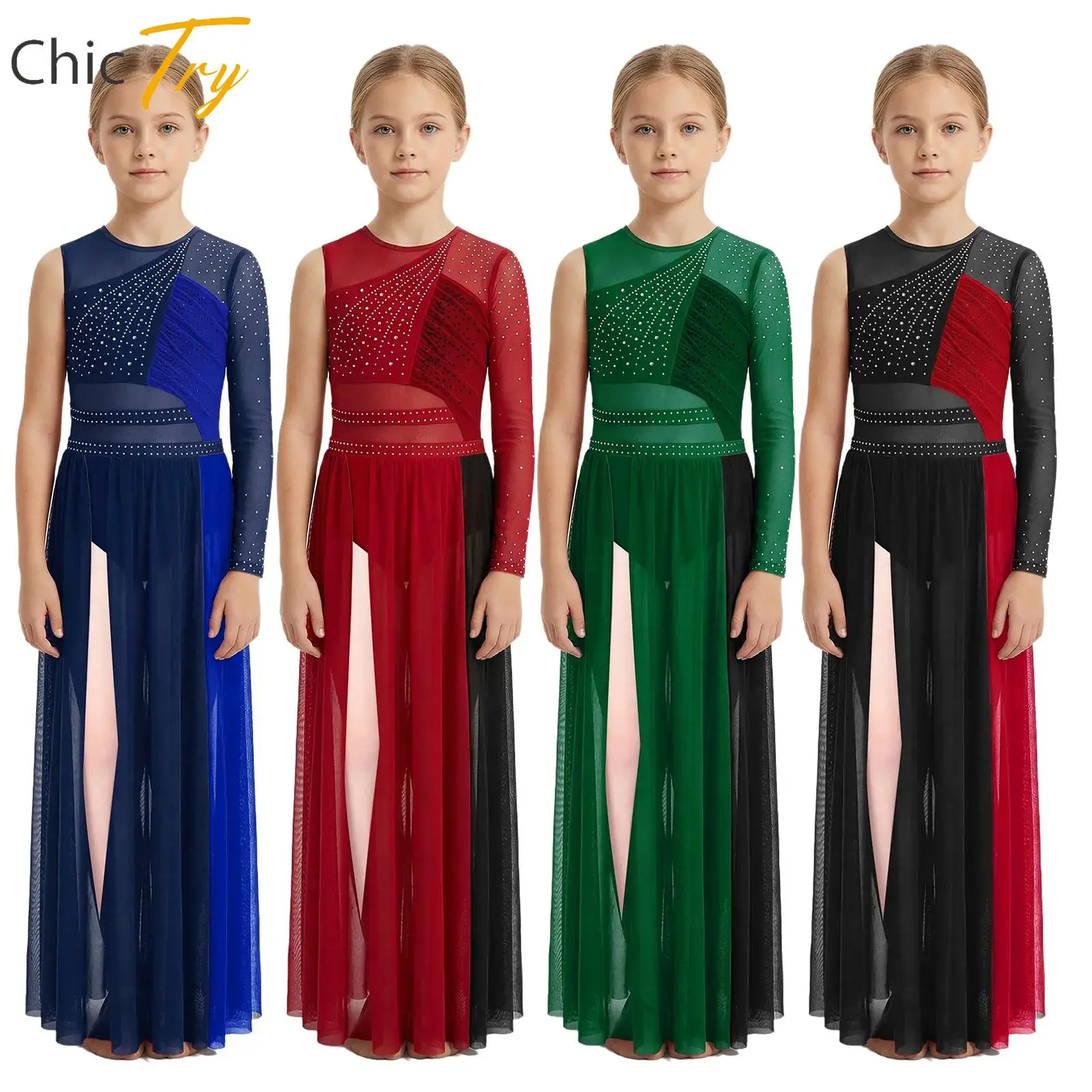 Детский лирический современный танцевальный костюм для девочек, платье для выступлений, сетчатое длинное платье макси со стразами на одно плечо, танцевальная одежда
Детский лирический современный танцевальный костюм для девочек, платье для выступлений, сетчатое длинное платье макси со стразами на одно плечо, танцевальная одежда