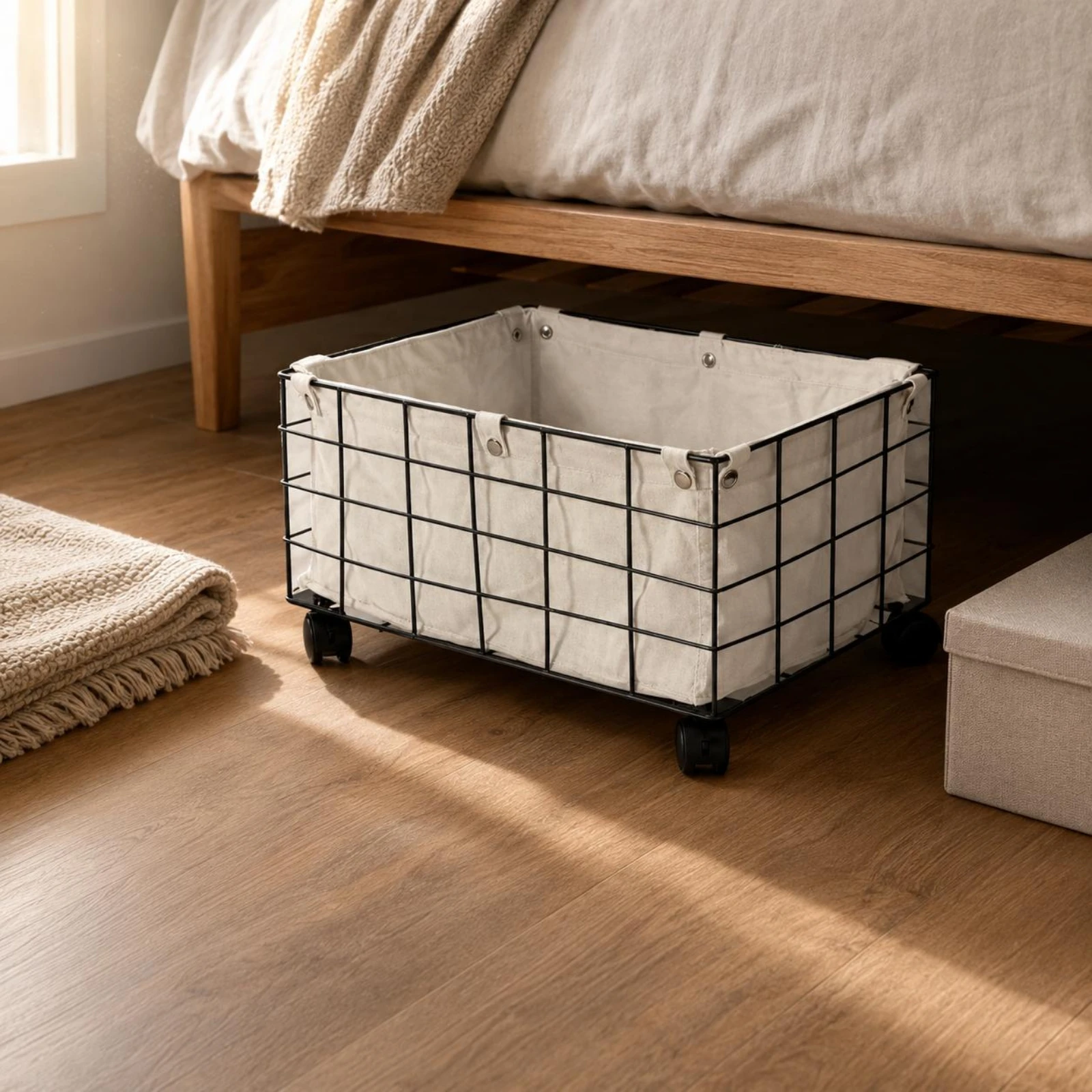 Rectangular Wire Basket Swivel Casters Metal Wire Storage Basket Household Organizer Removable Liner Snap Fasteners
Rectangular Wire Basket Swivel Casters Metal Wire Storage Basket Household Organizer Removable Liner Snap Fasteners