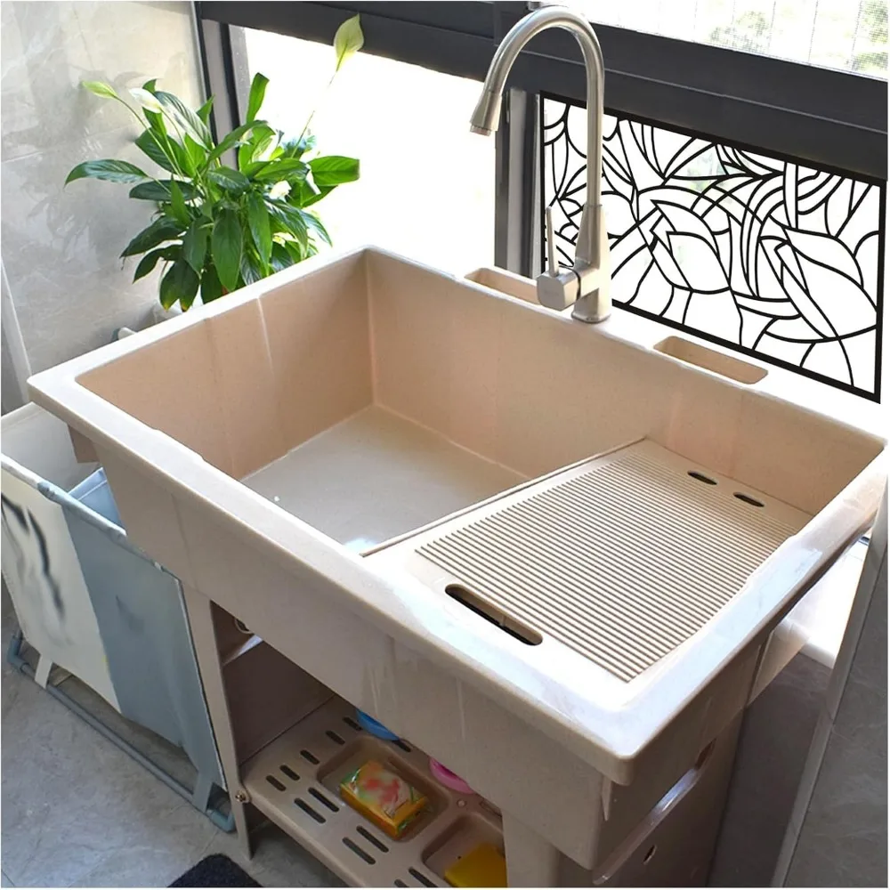 Beige Freestanding Plastic Sink with Hot & Cold Faucet - Portable Outdoor Hand Washing Station for Garage, Basement, Garden
Beige Freestanding Plastic Sink with Hot & Cold Faucet - Portable Outdoor Hand Washing Station for Garage, Basement, Garden