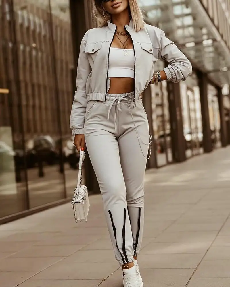 Women Cropped Cardigan Jackets 2 Piece Outfit Sweatshirt Bound Feet Sweatpants Matching Set Casual Sporty Streetwear Suit 2023
Women Cropped Cardigan Jackets 2 Piece Outfit Sweatshirt Bound Feet Sweatpants Matching Set Casual Sporty Streetwear Suit 2023