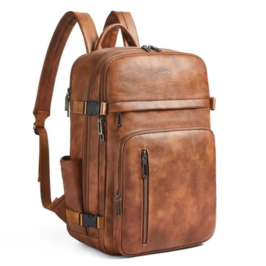 Travel Backpack for Women and Men, Fits 17.0" Laptop, Stylish Lay-Flat Carry-on Vegan Leather Backpack with Luggage Strap for T
Travel Backpack for Women and Men, Fits 17.0" Laptop, Stylish Lay-Flat Carry-on Vegan Leather Backpack with Luggage Strap for T
