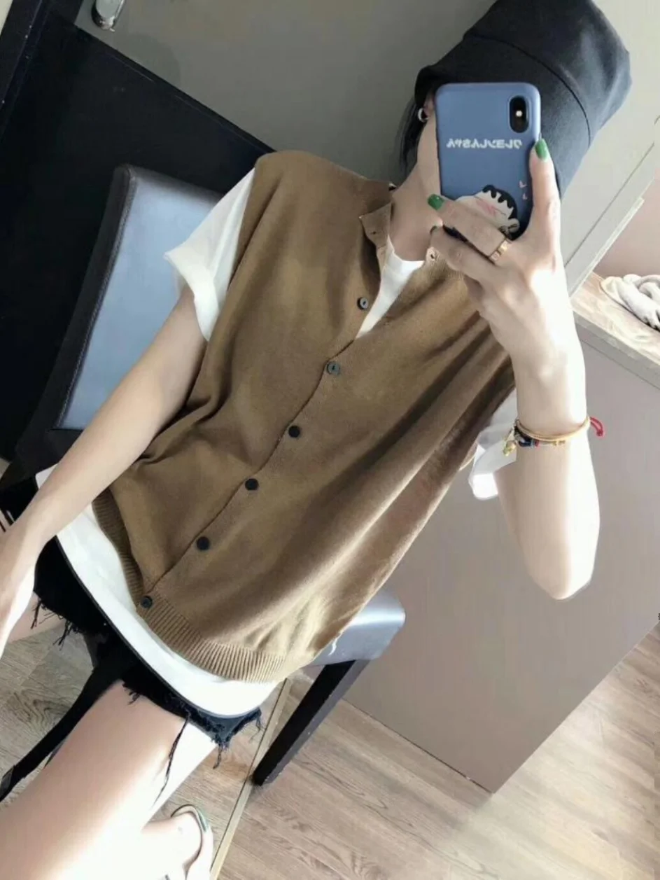 Camere Knitted Vest Women's Thin Svel round Ne Versatile Open Cardigan Outerwear for Autumn College Sle
Camere Knitted Vest Women's Thin Svel round Ne Versatile Open Cardigan Outerwear for Autumn College Sle