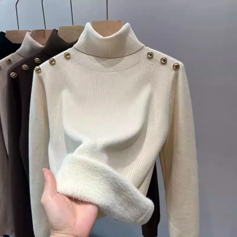 New Turtleneck Cashmere Knitted Sweater Women Autumn Winter Long Sleeve Pullover Thicken Velvet Lined Warm Bottoming Sweater
New Turtleneck Cashmere Knitted Sweater Women Autumn Winter Long Sleeve Pullover Thicken Velvet Lined Warm Bottoming Sweater