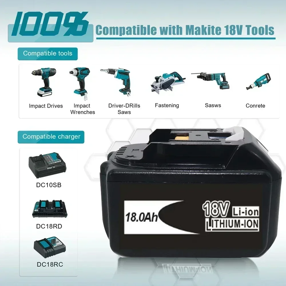 BL1860B BL1860 BL1850 18V 9.0Ah for Makita Original With LED lithium ion replacement LXT Makita rechargeable power tool battery
BL1860B BL1860 BL1850 18V 9.0Ah for Makita Original With LED lithium ion replacement LXT Makita rechargeable power tool battery