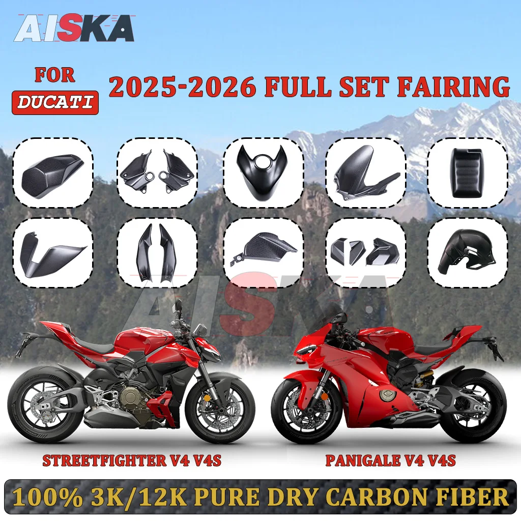 For Ducati Panigale V4 V4S Streetfighter V4 V4S 2025+ 100% Carbon Fiber Motorcycle Fender Tank Exhaust Cover Fairing Accessories
For Ducati Panigale V4 V4S Streetfighter V4 V4S 2025+ 100% Carbon Fiber Motorcycle Fender Tank Exhaust Cover Fairing Accessories