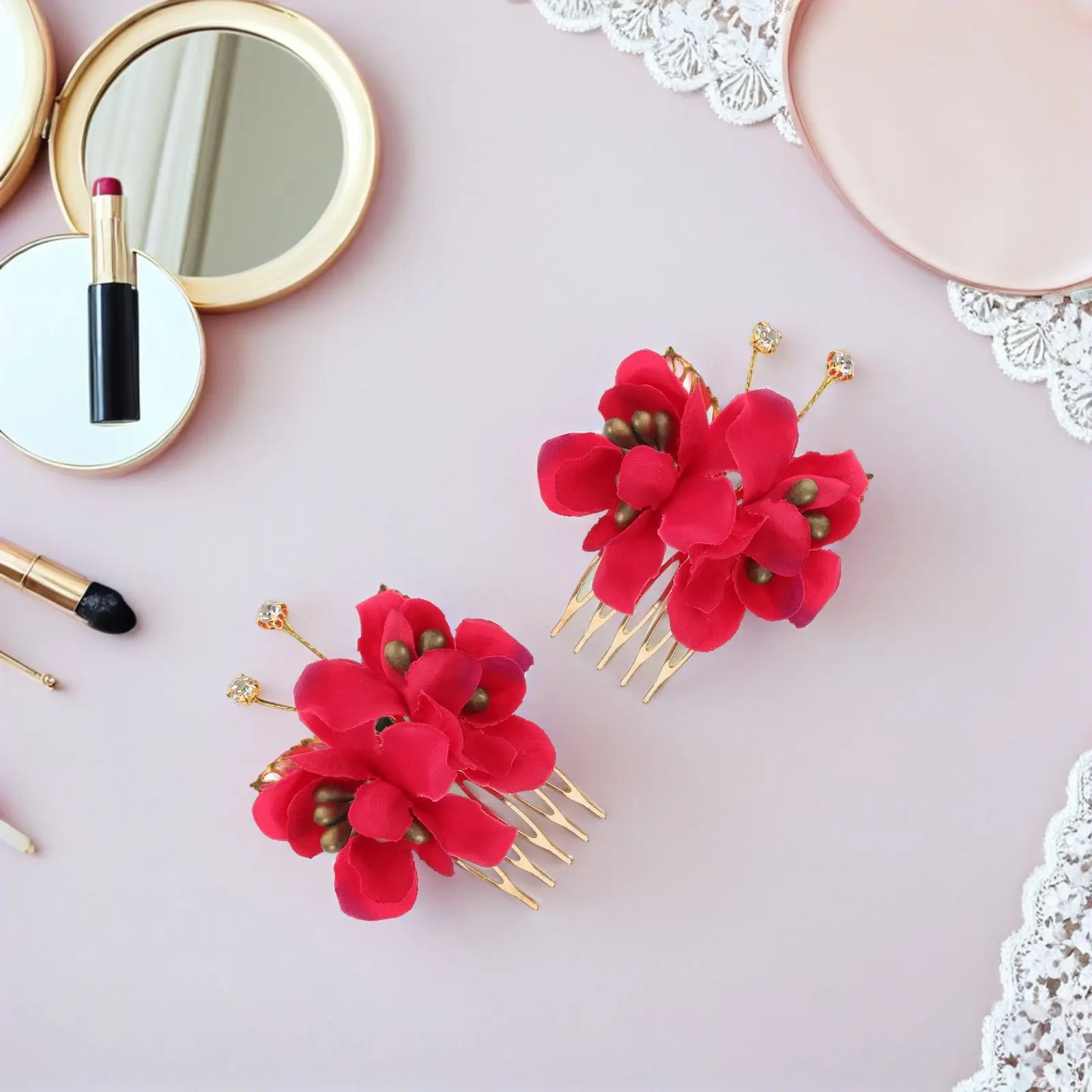 2Pcs Wedding Hair Side Combs Red Rose Flower Clips Elegant Bridal Hairpiece Romantic Beach Hair Accessories for Bride
2Pcs Wedding Hair Side Combs Red Rose Flower Clips Elegant Bridal Hairpiece Romantic Beach Hair Accessories for Bride