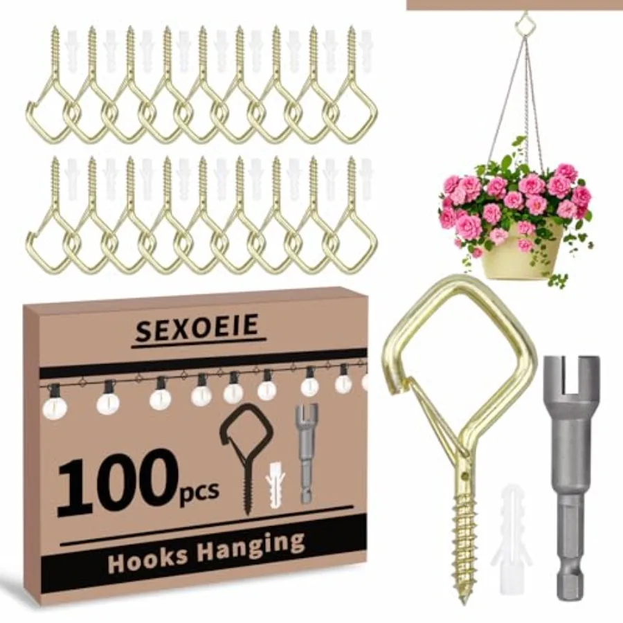 100 PCS Eye Screw Hooks for Hanging Heavy Duty with Safety Buckle.Metal Ceiling Hooks for Hanging Plants Cup Wind Chime Bird Fe
100 PCS Eye Screw Hooks for Hanging Heavy Duty with Safety Buckle.Metal Ceiling Hooks for Hanging Plants Cup Wind Chime Bird Fe