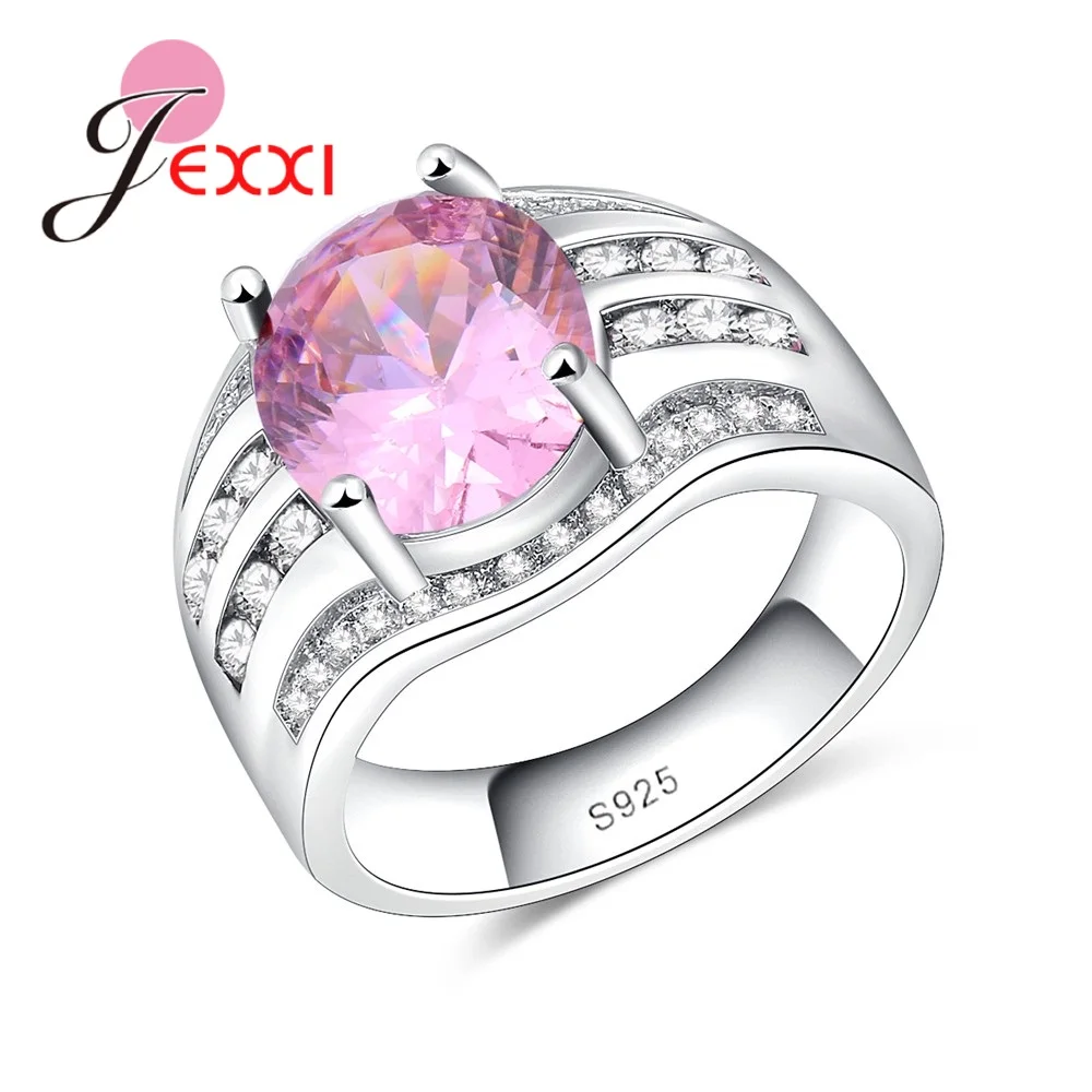 Trendy 925 Sterling Silver Color Round Pink Cubic Zirconia Rings Sets For Women Wedding Jewelry Crystal Engagement Accessory
Trendy 925 Sterling Silver Color Round Pink Cubic Zirconia Rings Sets For Women Wedding Jewelry Crystal Engagement Accessory