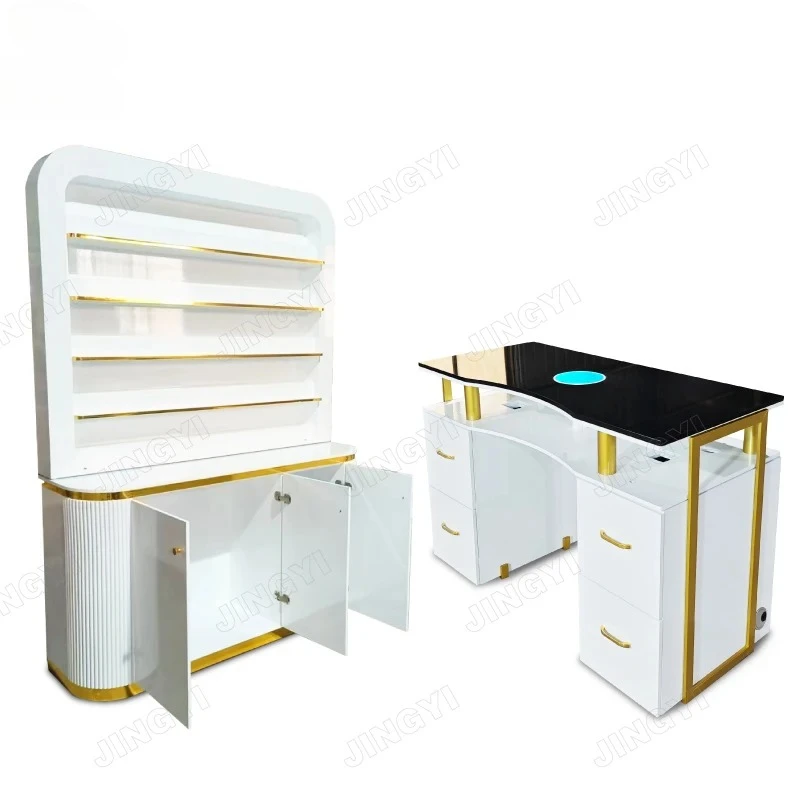 Professional French Style Custom Glass Manicure Table Nail Technician Desk with Multi Storage Cabinet Nail Furniture Supplier
Professional French Style Custom Glass Manicure Table Nail Technician Desk with Multi Storage Cabinet Nail Furniture Supplier