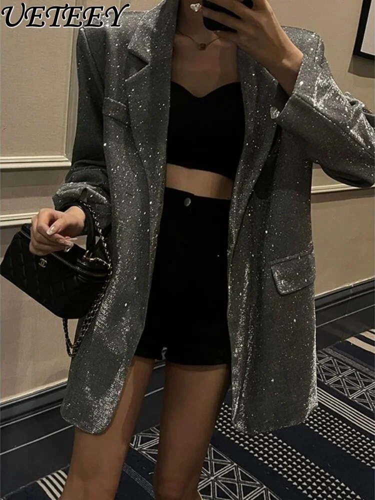 European Station Retro Sequined Mid-Length Suit Coat Women's Spring 2024 New Design High Sense Oversize Loose Straight Jacket
European Station Retro Sequined Mid-Length Suit Coat Women's Spring 2024 New Design High Sense Oversize Loose Straight Jacket